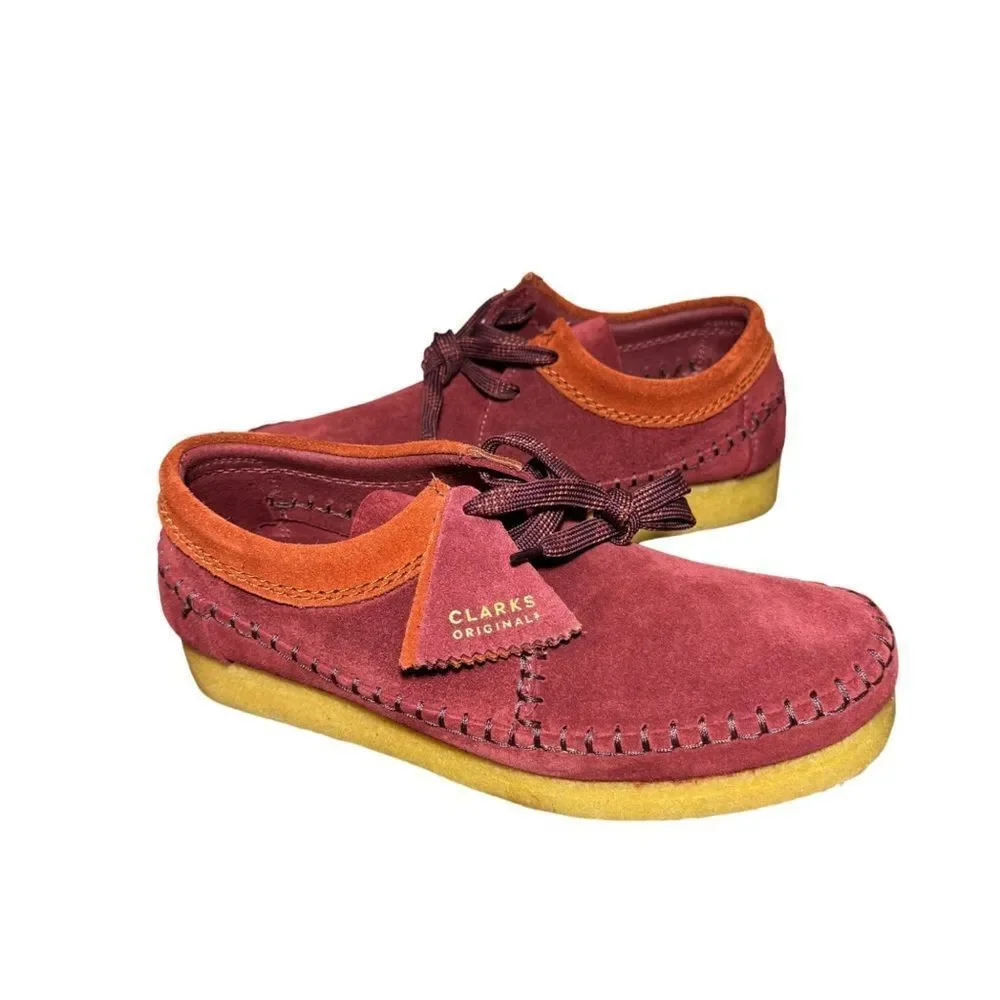 Clarks Red and Orange Chukka Boots with Suede Finish